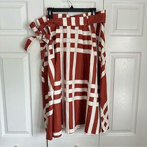 NWT Ann Taylor Linen Cotton Basketweave Tie Waist Skirt Sz 14 Career Corpcore